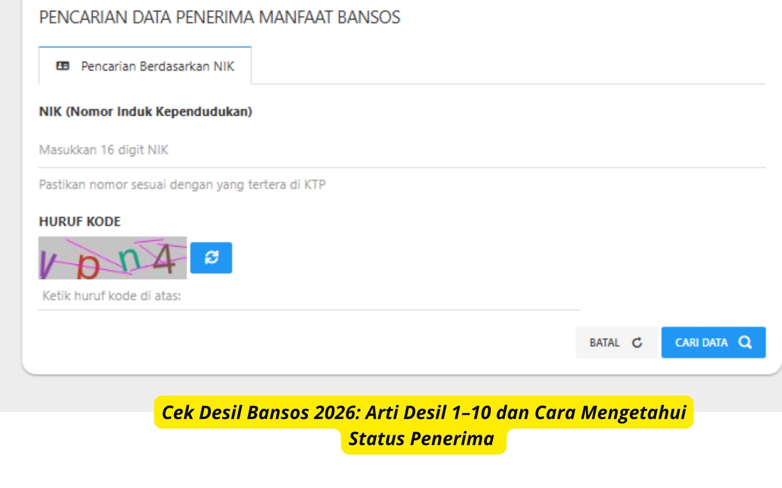 Cek Desil Bansos 2026 Arti Desil 1–10 dan Cara Mengetahui Status Penerima
